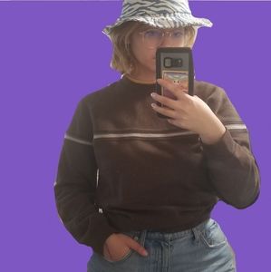 ‼️LAST CALL‼️Brown Medium Cozy Striped Crewneck